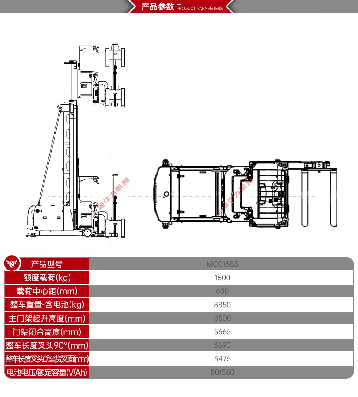 人上型三向叉车产品参数